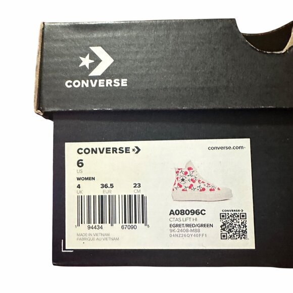 ⭐Converse Ctas Lift Platform Cherries Sz 6 Women Shoes Egret Red Sneaker A08096C - Picture 11 of 12